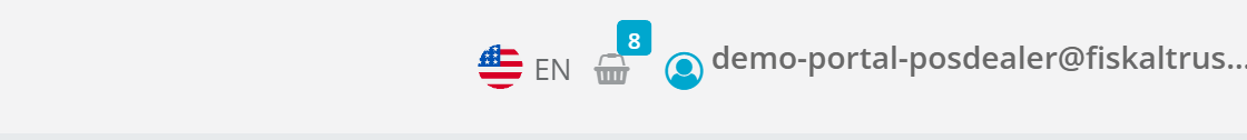 Before: the standalone language flag next to the basket in the top bar.